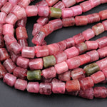 Natural Pink Watermelon Tourmaline Tube Cylinder Beads Real Genuine Natural Tourmaline Gemstone 16" Strand