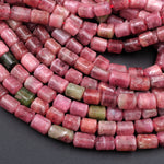 Natural Pink Watermelon Tourmaline Tube Cylinder Beads Real Genuine Natural Tourmaline Gemstone 16" Strand