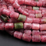 Natural Pink Watermelon Tourmaline Tube Cylinder Beads Real Genuine Natural Tourmaline Gemstone 16" Strand