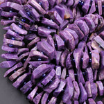 Gorgeous Large Natural Russian Charoite Heishi Wheel Disc Rondelle Bead Center Drilled Slice Hand Chiseled Organic Cut 16" Strand