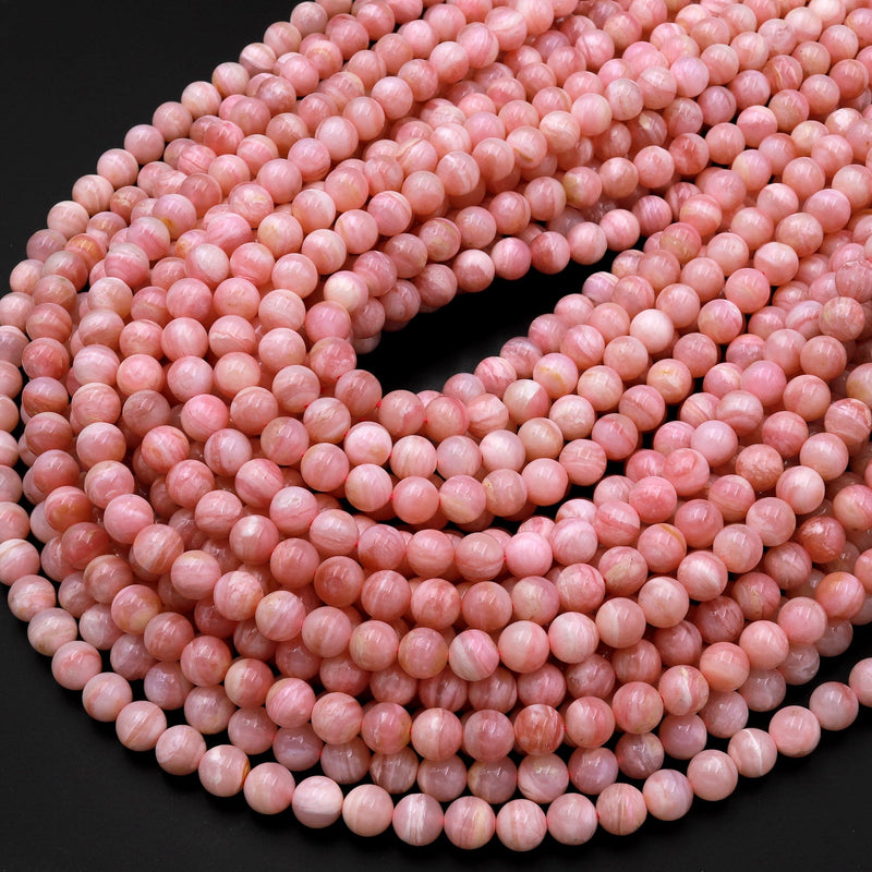 AAA Natural Peruvian Pink Opal 4mm 6mm 8mm 10mm 12mm 14mm Round Beads Smooth Gemstone 15.5" Strand