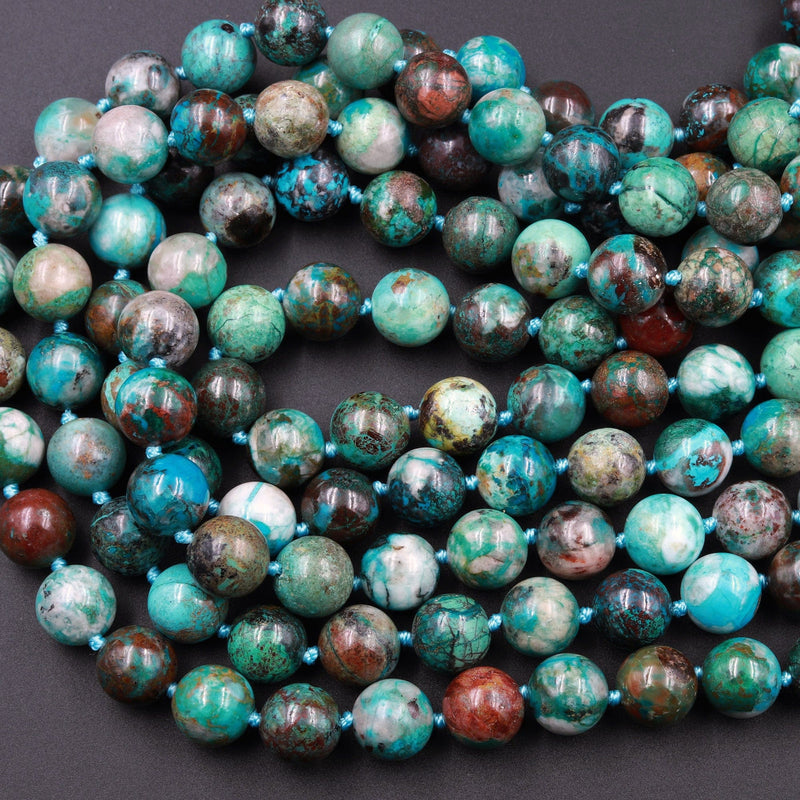 Arizona Chrysocolla Round Beads AAA High Quality Natural Green Blue Chrysocolla 10mm 12mm Highly Polished Gemstone Beads 16" Strand