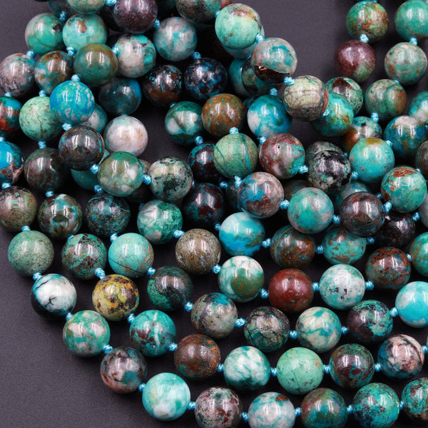 Arizona Chrysocolla Round Beads AAA High Quality Natural Green Blue Chrysocolla 10mm 12mm Highly Polished Gemstone Beads 16" Strand