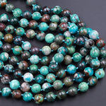 Arizona Chrysocolla Round Beads AAA High Quality Natural Green Blue Chrysocolla 10mm 12mm Highly Polished Gemstone Beads 16" Strand