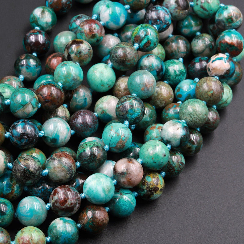 Arizona Chrysocolla Round Beads AAA High Quality Natural Green Blue Chrysocolla 10mm 12mm Highly Polished Gemstone Beads 16" Strand