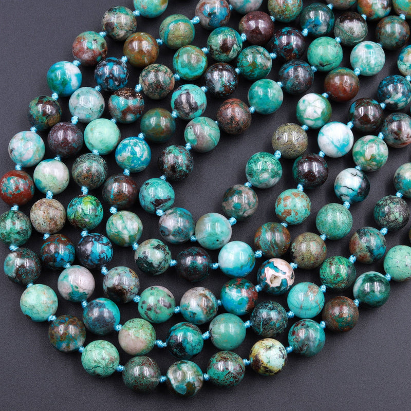 Arizona Chrysocolla Round Beads AAA High Quality Natural Green Blue Chrysocolla 10mm 12mm Highly Polished Gemstone Beads 16" Strand