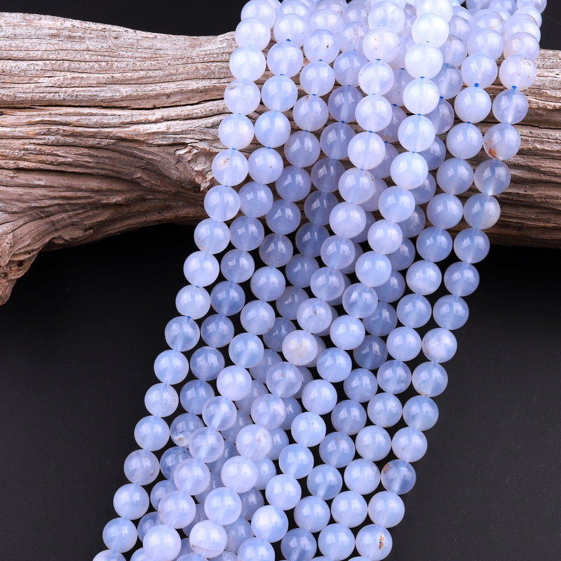 Teal Chalcedony Beads  Natural Smooth Round Gemstone Beads - 6mm 8mm –  Only Beads