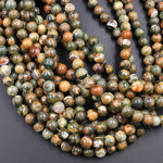 Natural Rainforest Rhyolite Jasper 4mm 6mm 8mm 10mm Smooth Polished Round Beads 15.5" Strand