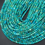 AA Natural Turquoise Faceted 3mm Cube Beads Real Genuine Blue Green Gemstone Micro Faceted Laser Diamond Cut 15.5" Strand