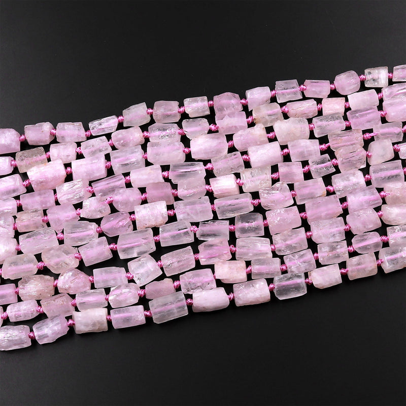 Natural Kunzite Tube Beads Extra Translucent Natural Violet Pink Purple Gemstone 15.5" Strand