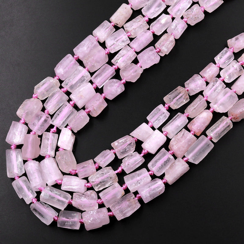 Natural Kunzite Tube Beads Extra Translucent Natural Violet Pink Purple Gemstone 15.5" Strand