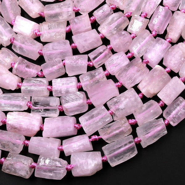 Natural Kunzite Tube Beads Extra Translucent Natural Violet Pink Purple Gemstone 15.5" Strand