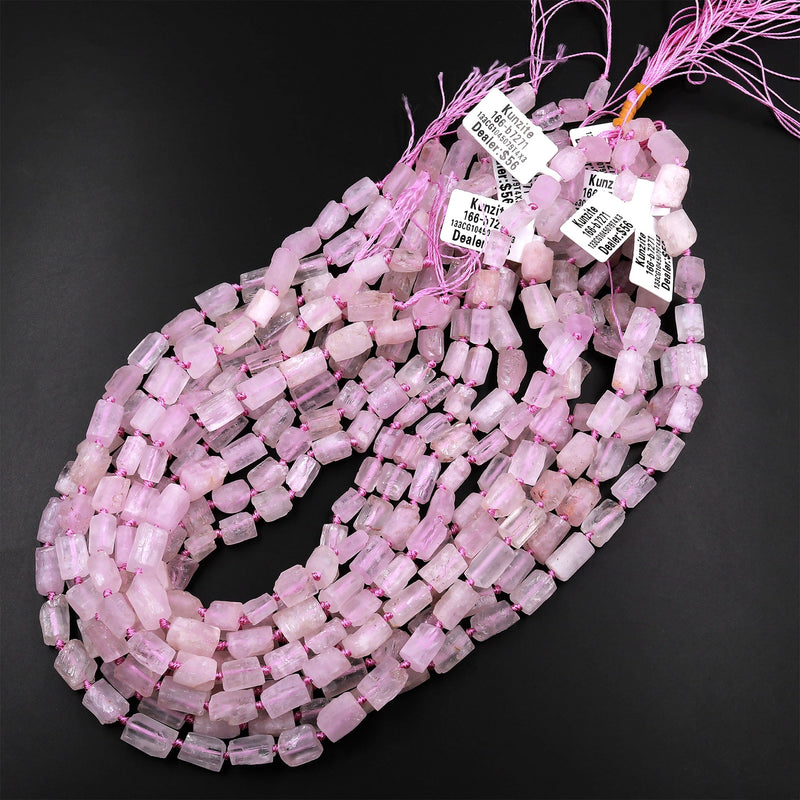 Natural Kunzite Tube Beads Extra Translucent Natural Violet Pink Purple Gemstone 15.5" Strand