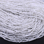 White Rainbow Moonstone 2mm 3mm 4mm 5mm Faceted Round Beads 16" Strand