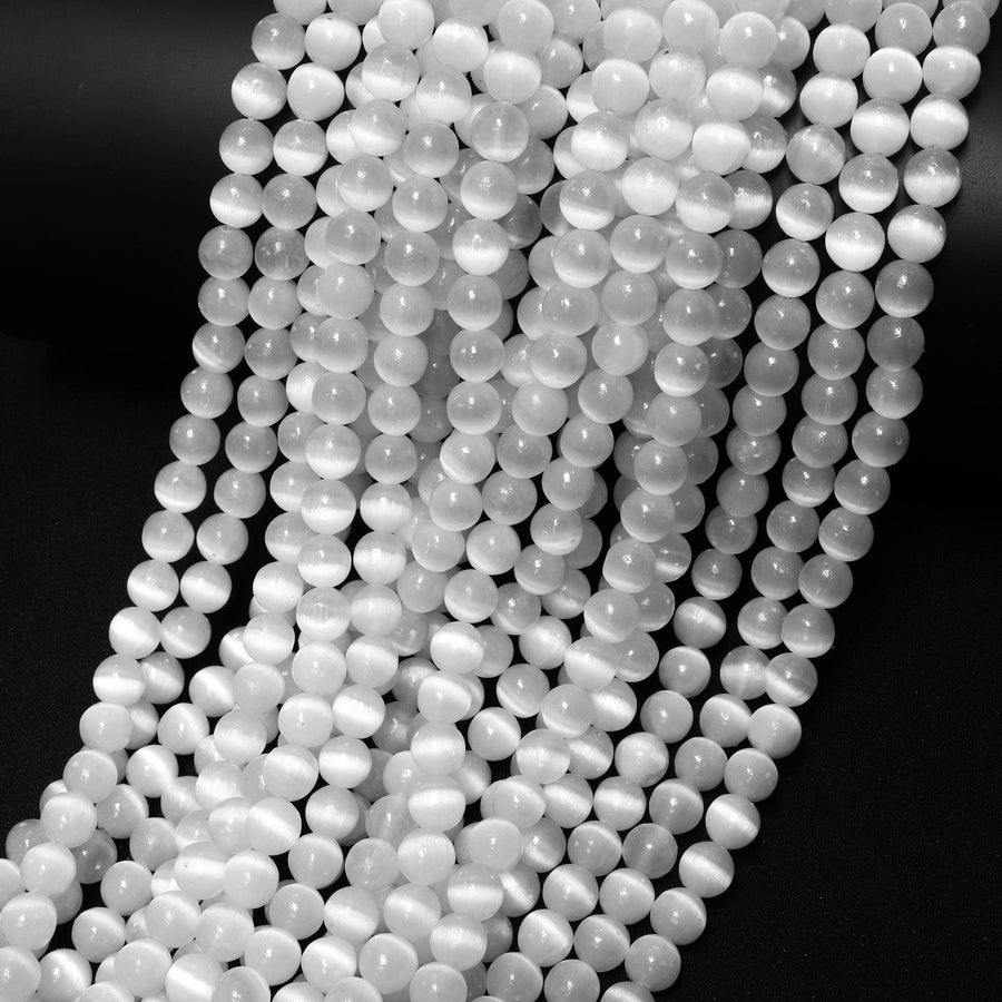 AAA Natural Selenite 6mm 8mm 10mm Round Beads High Quality Real Genuine Natural Selenite Gemstone 15.5" Strand