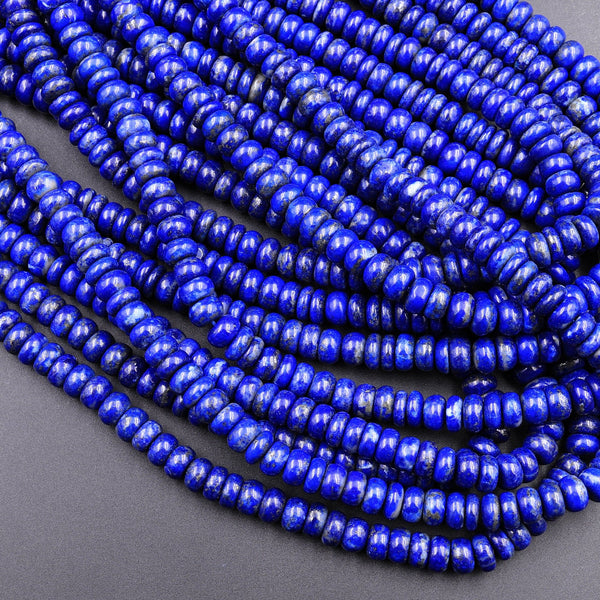Natural Lapis 6mm 8mm 10mm Rondelle Beads 16" Strand