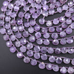 Natural Amethyst Faceted Teardrop Beads 9mm Faceted Flat Pear Beads Good for Earrings Match Stone Pair Purple Gemstone Earring 16" Strand