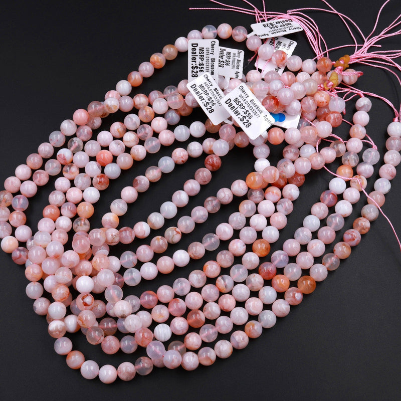  Cherry Tree Collection, 100PCS 8mm Lace Agate (Purple)  Gemstone Round Beads for Jewelry Making