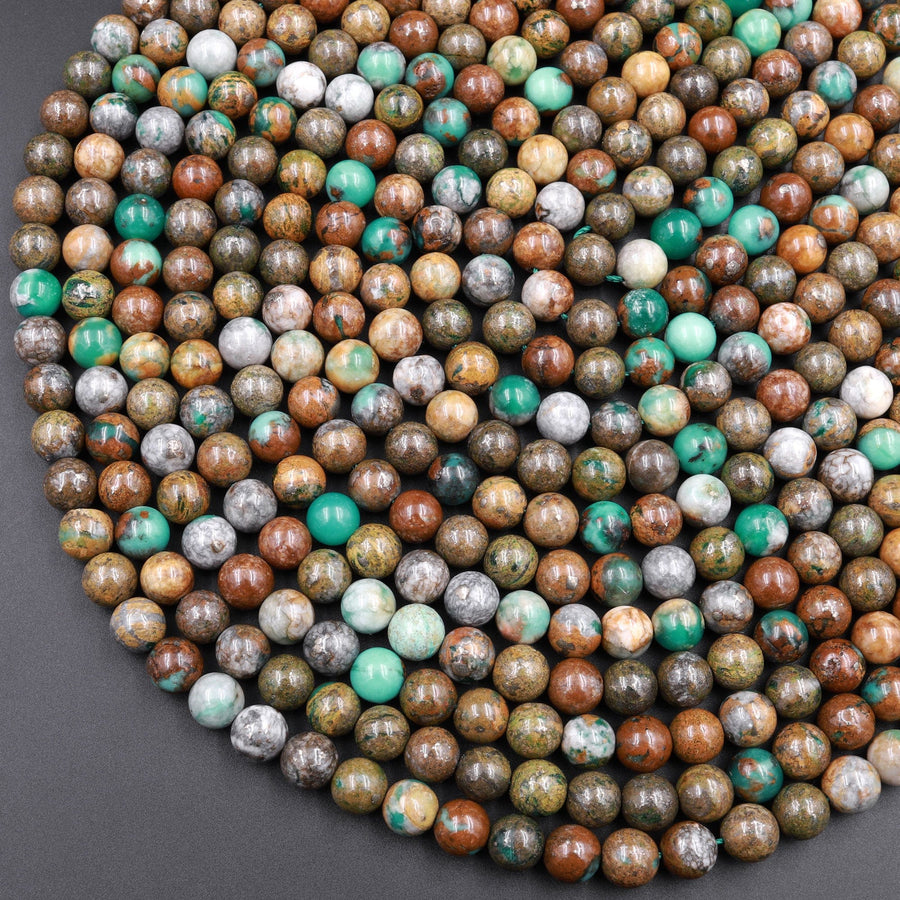 Extremely Rare! Natural Pyrite in African Green Jade 6mm 8mm 10mm Round Beads 15.5" Strand