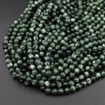 AAA Russian Seraphinite Smooth Round Beads 3mm 4mm 6mm 8mm Real Genuine Green Gemstone 15.5" Strand