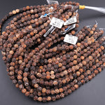 Tibetan Agate 6mm 8mm 10mm Round Beads Dzi Agate Brown Etched Eye Matte Mala Antique Boho Beads 15.5" Strand