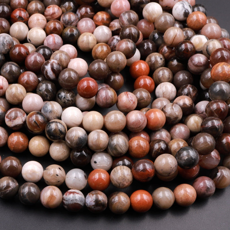 Round Fancy Wood Beads - Dark Brown - 12mm - 2 x 8 Strand - Natural -  Trims By The Yard