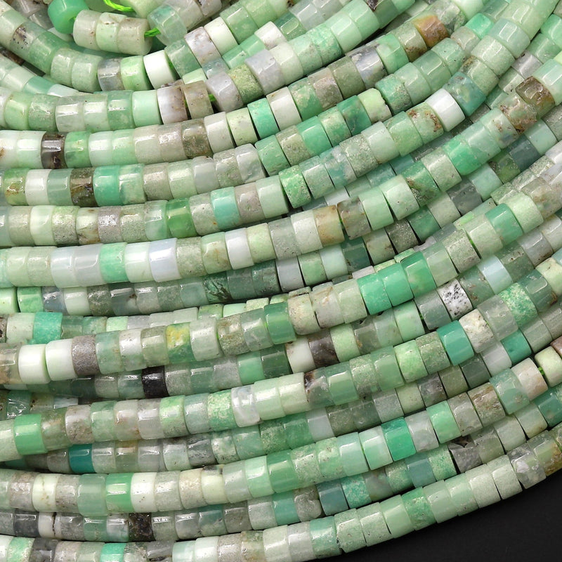 Natural Australian Green Chrysoprase 4mm Heishi Rondelle Beads 15.5" Strand