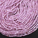 Natural Kunzite Faceted 2mm 3mm 4mm 5mm 6mm Round Beads Laser Diamond Cut Real Genuine Violet Purple Kunzite Gemstone 15.5" Strand