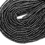 Natural Black Tourmaline Faceted 4mm 6mm 8mm Rondelle Beads Real Genuine Gemstone 15.5" Strand