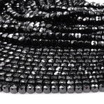 Natural Black Spinel Faceted 2mm 3mm 4mm Cube Beads Micro Faceted Laser Diamond Cut 15.5" Strand
