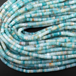Natural Blue Amazonite 4mm 6mm Heishi Rondelle Beads 15.5" Strand