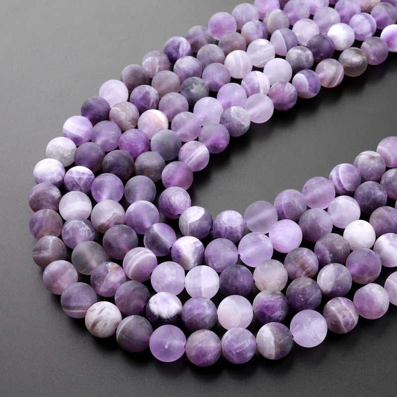 Natural Purple Flower Amethyst 4mm 6mm 8mm 10mm Smooth Round Beads –  Intrinsic Trading