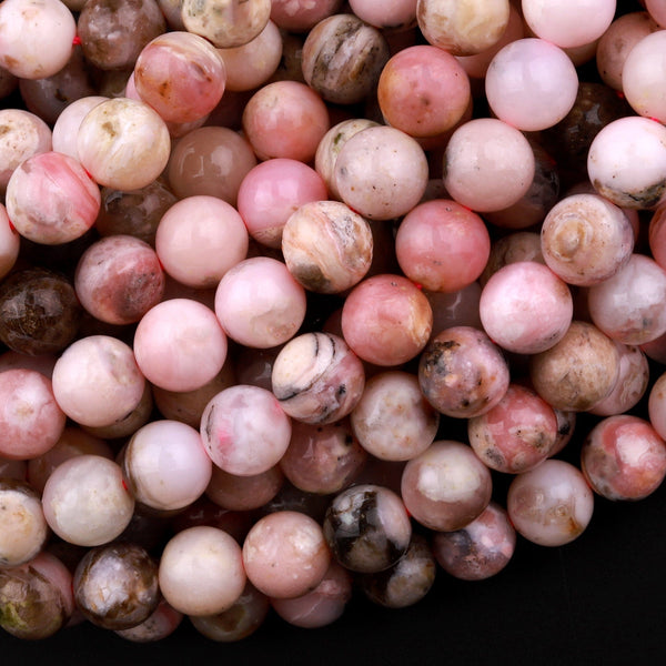 Natural Peruvian Pink Opal 6mm 8mm Round Beads 15.5" Strand