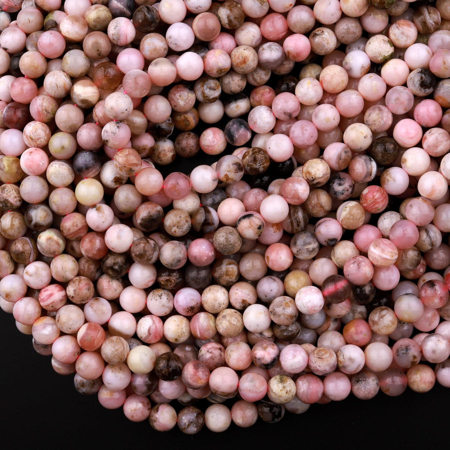 Natural Peruvian Pink Opal 6mm 8mm Round Beads 15.5" Strand