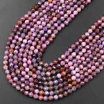 Genuine Natural Purple Pink Ruby Gemstone Micro Faceted 4mm 5mm Round Beads 15.5" Strand
