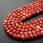 Faceted Natural Red Agate 6mm 8mm Faceted Cube Beads 15.5" Strand