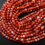 Faceted Natural Red Agate 6mm 8mm Faceted Cube Beads 15.5" Strand