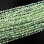 AAA Micro Faceted Natural Green Prehnite Round Beads 2mm 4mm 6mm 15.5" Strand
