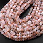 AAA Natural Multicolor Moonstone 5mm 6mm 7mm Faceted Rondelle Peach Creamy White Moonstone 15.5" Strand