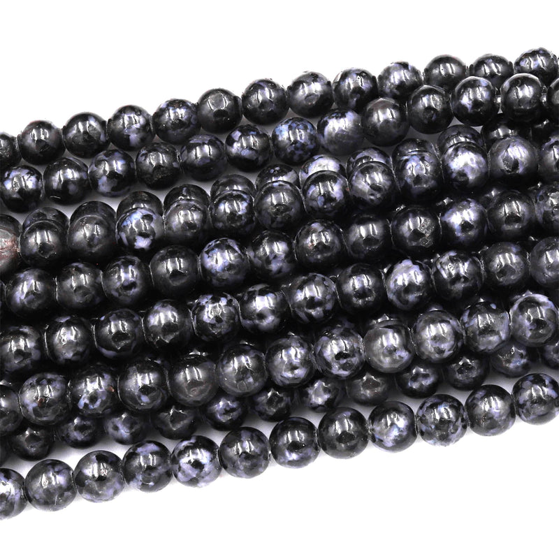 Large Hole Beads 2.5mm Drill Natural Indigo Gabbro Aka Mystic Merlinite 8mm 10mm Round 8" Strand