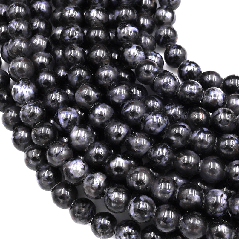 Large Hole Beads 2.5mm Drill Natural Indigo Gabbro Aka Mystic Merlinite 8mm 10mm Round 8" Strand