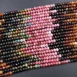 AA Natural Multicolor Watermelon Tourmaline Micro Faceted Rondelle Beads 3mm 4mm 5mm 6mm Pink Green Blue Cognac Gemstone 15.5" Strand