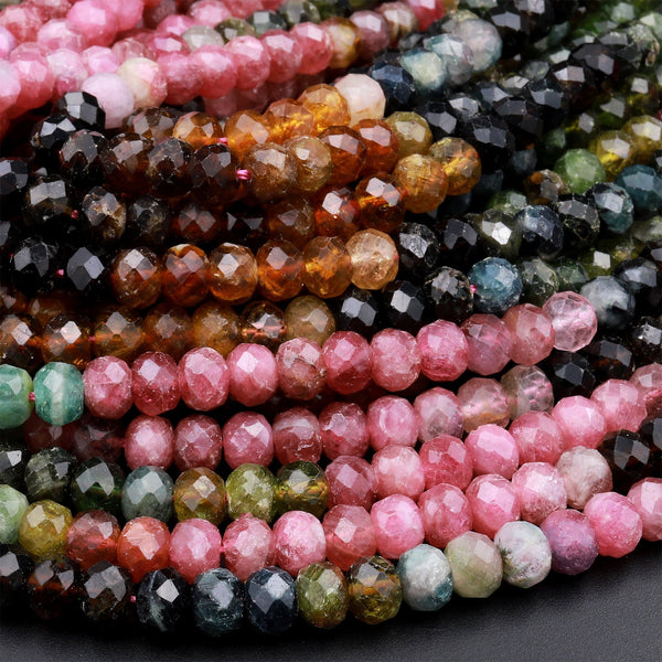Tourmaline Beads, 4mm 6mm Round Beads Multi Color Watermelon Tourmaline  Stone, Natural Stone Beads, Semi Precious Bead Full Strand, TML20X0 