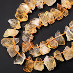 Natural Rough Raw Yellow Citrine Beads Nuggets Freeform Top Drilled Nuggets Hammered Spike Stick Nugget 16" Strand