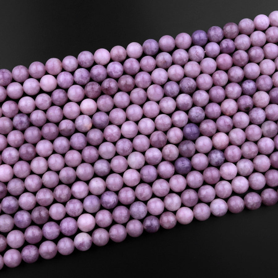 Natural Light Violet Purple Lepidolite 4mm 6mm 8mm 10mm Round Beads 15.5" Strand