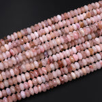 Faceted Natural Pastel Pink Morganite Pink Aquamarine Beryl Rondelle Beads 6mm 7mm 8mm 10mm 15.5" Strand