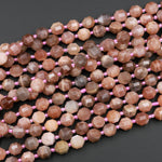 AAA Multicolor Peach Gray Moonstone 8mm 10mm Beads Faceted Energy Prism Double Terminated Point Cut 15.5" Strand