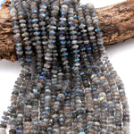 Natural Labradorite Beads Freeform Center Drilled Rondelle Disc Organic Cut Nuggets 15.5" Strand