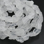 Natural Rock Crystal Quartz Freeform Nugget Beads Hand Hammered Raw Organic Gemstone 15.5" Strand