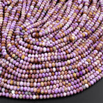 Natural Phosphosiderite Faceted 3mm 4mm 6mm Rondelle Beads Micro Faceted Gemstone Genuine Lilac Purple Brown Stone 15.5" Strand